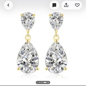 Gold and Diamond Pear Drop Earrings